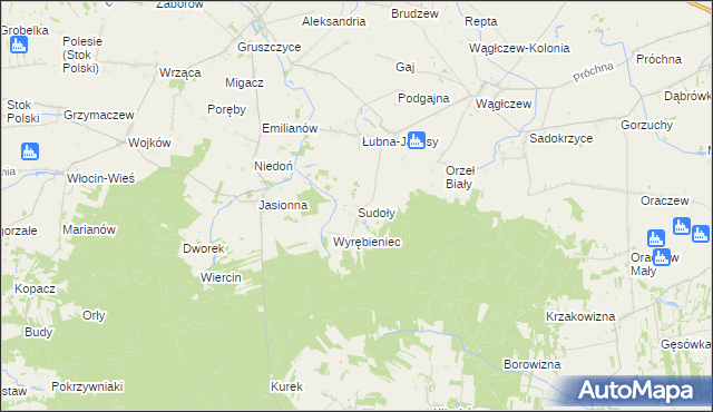 mapa Sudoły, Sudoły na mapie Targeo