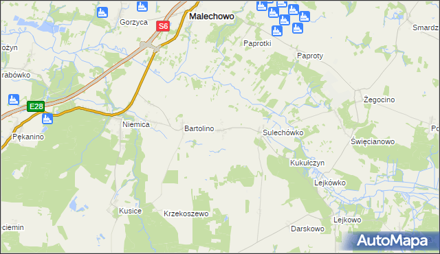 mapa Sulechowo, Sulechowo na mapie Targeo