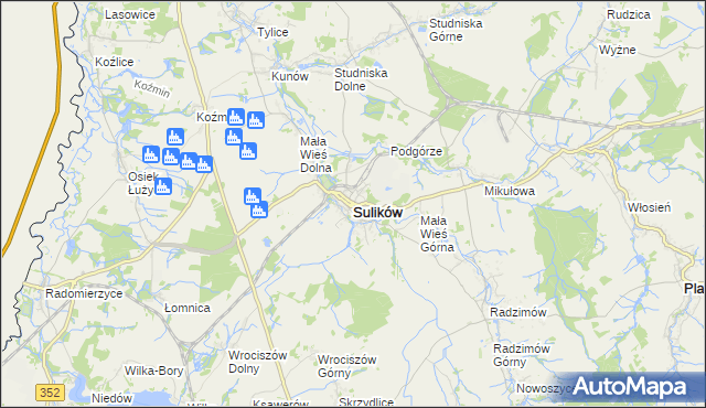 mapa Sulików powiat zgorzelecki, Sulików powiat zgorzelecki na mapie Targeo