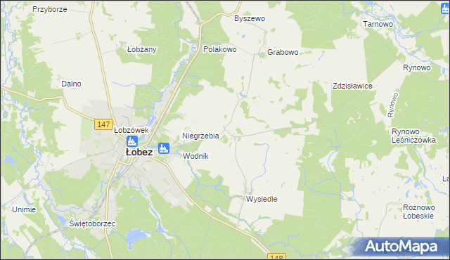 mapa Suliszewice gmina Łobez, Suliszewice gmina Łobez na mapie Targeo