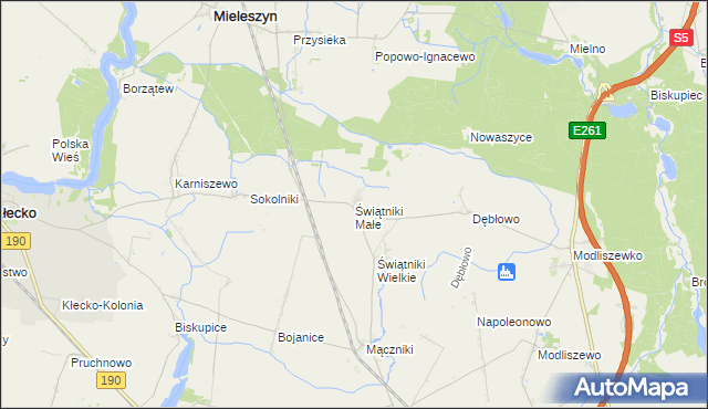 mapa Świątniki Małe gmina Mieleszyn, Świątniki Małe gmina Mieleszyn na mapie Targeo