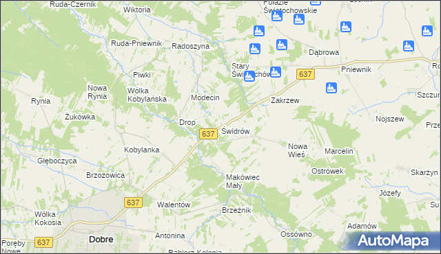 mapa Świdrów, Świdrów na mapie Targeo