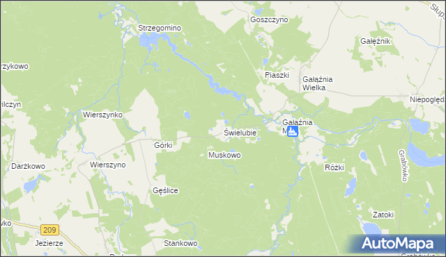 mapa Świelubie gmina Kołczygłowy, Świelubie gmina Kołczygłowy na mapie Targeo