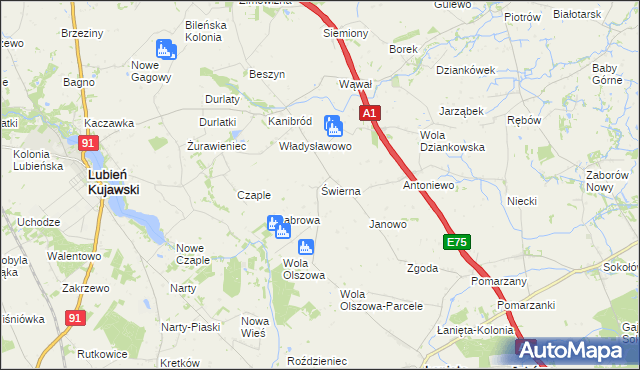 mapa Świerna, Świerna na mapie Targeo