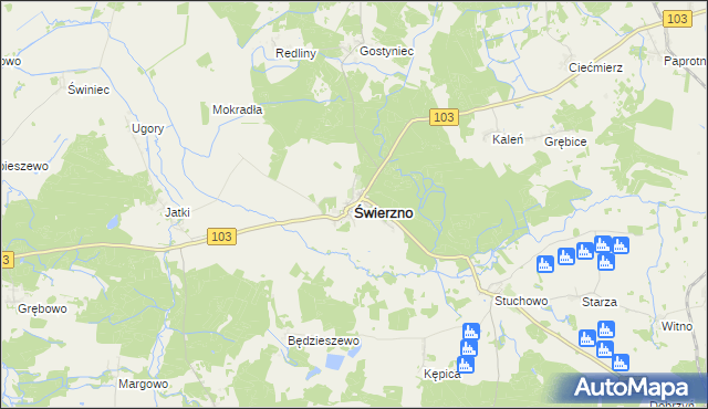 mapa Świerzno powiat kamieński, Świerzno powiat kamieński na mapie Targeo