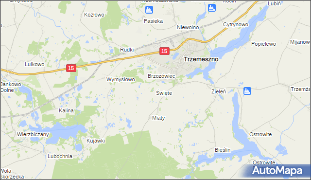 mapa Święte gmina Trzemeszno, Święte gmina Trzemeszno na mapie Targeo