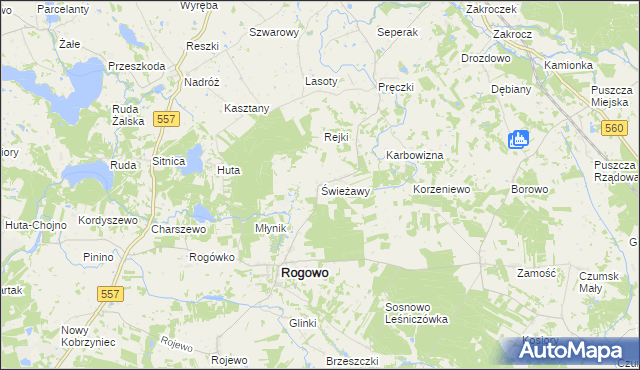 mapa Świeżawy, Świeżawy na mapie Targeo