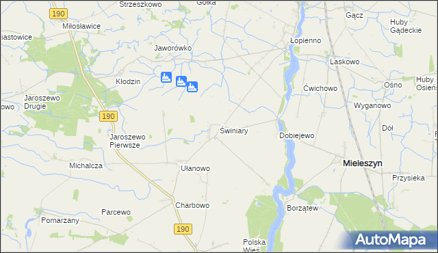 mapa Świniary gmina Kłecko, Świniary gmina Kłecko na mapie Targeo