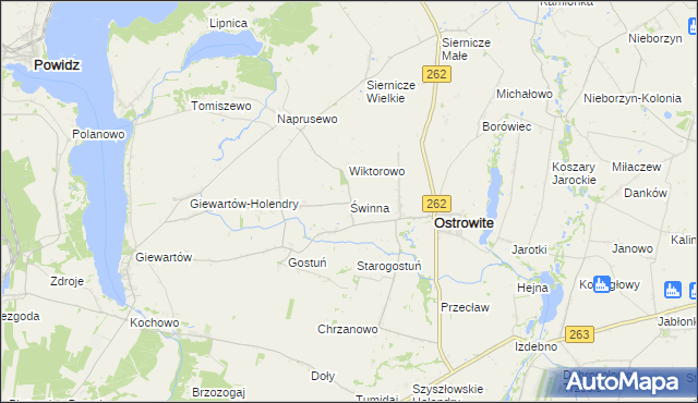 mapa Świnna gmina Ostrowite, Świnna gmina Ostrowite na mapie Targeo