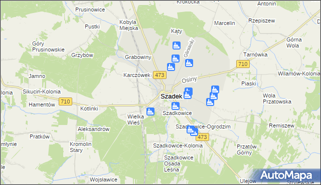 mapa Szadek powiat zduńskowolski, Szadek powiat zduńskowolski na mapie Targeo