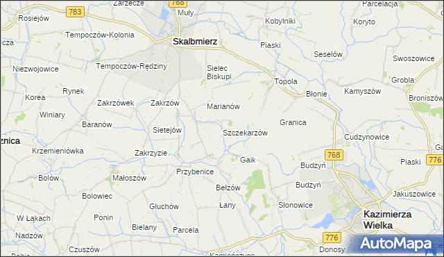 mapa Szczekarzów, Szczekarzów na mapie Targeo