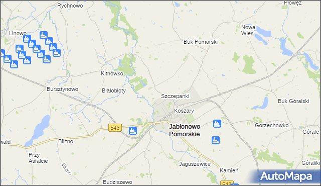 mapa Szczepanki gmina Jabłonowo Pomorskie, Szczepanki gmina Jabłonowo Pomorskie na mapie Targeo