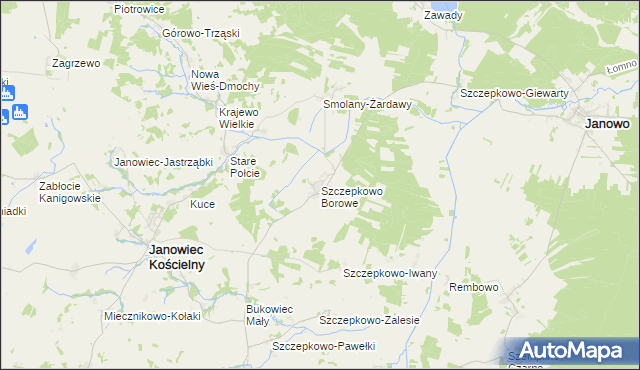 mapa Szczepkowo Borowe, Szczepkowo Borowe na mapie Targeo