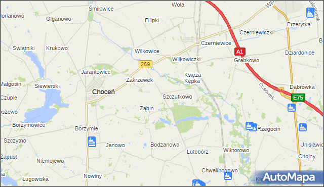 mapa Szczutkowo, Szczutkowo na mapie Targeo