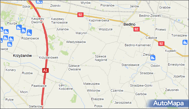 mapa Szewce Nagórne, Szewce Nagórne na mapie Targeo