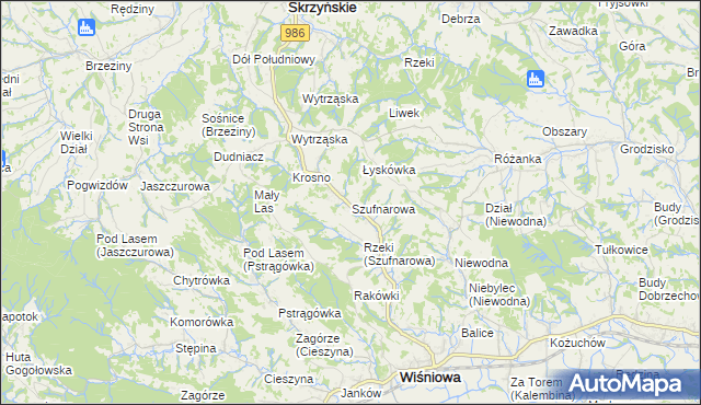 mapa Szufnarowa, Szufnarowa na mapie Targeo