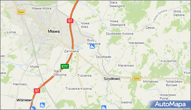 mapa Szydłówek gmina Szydłowo, Szydłówek gmina Szydłowo na mapie Targeo