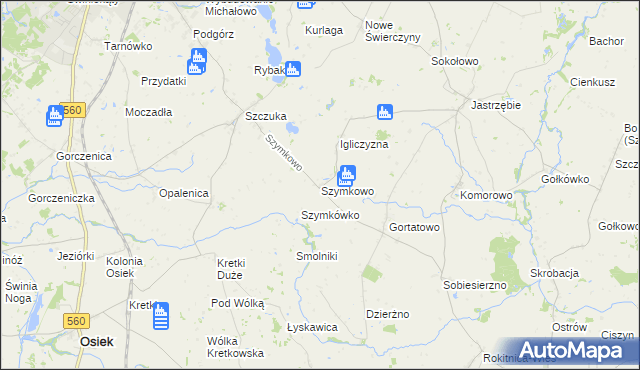 mapa Szymkowo, Szymkowo na mapie Targeo