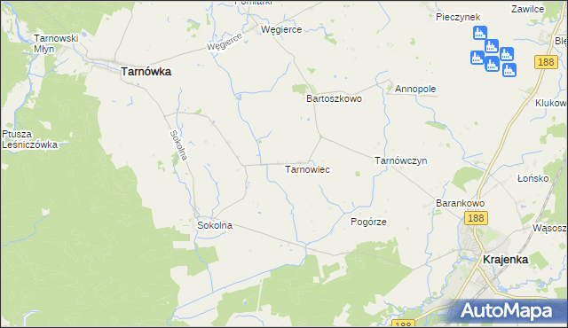 mapa Tarnowiec gmina Tarnówka, Tarnowiec gmina Tarnówka na mapie Targeo