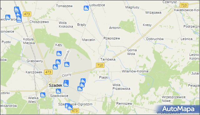 mapa Tarnówka gmina Szadek, Tarnówka gmina Szadek na mapie Targeo