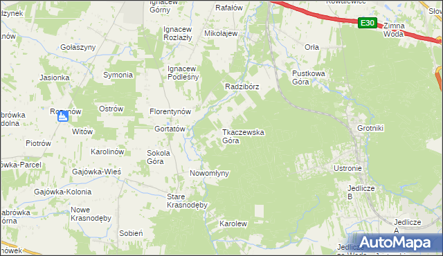 mapa Tkaczewska Góra, Tkaczewska Góra na mapie Targeo