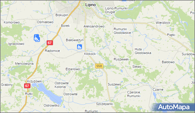 mapa Tomaszewo gmina Lipno, Tomaszewo gmina Lipno na mapie Targeo