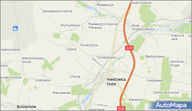 mapa Tomaszówka gmina Niedrzwica Duża, Tomaszówka gmina Niedrzwica Duża na mapie Targeo