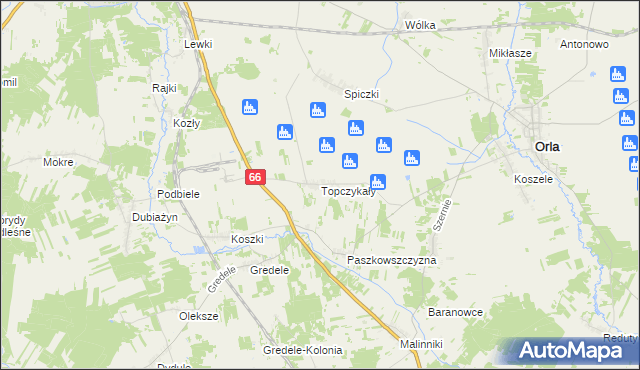 mapa Topczykały, Topczykały na mapie Targeo