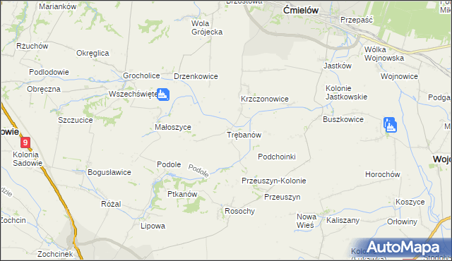 mapa Trębanów, Trębanów na mapie Targeo