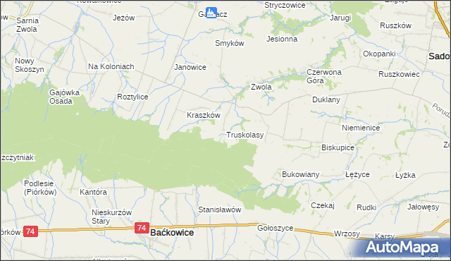 mapa Truskolasy gmina Sadowie, Truskolasy gmina Sadowie na mapie Targeo