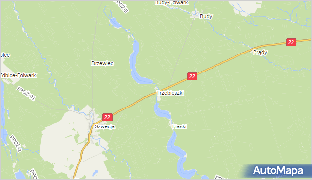 mapa Trzebieszki, Trzebieszki na mapie Targeo