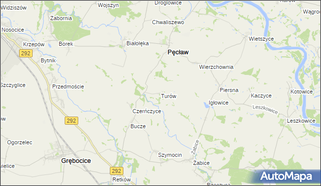 mapa Turów gmina Pęcław, Turów gmina Pęcław na mapie Targeo