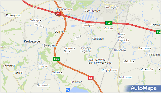 mapa Tyńczyk Legnicki, Tyńczyk Legnicki na mapie Targeo