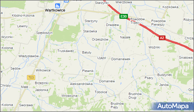 mapa Ujazd gmina Wartkowice, Ujazd gmina Wartkowice na mapie Targeo