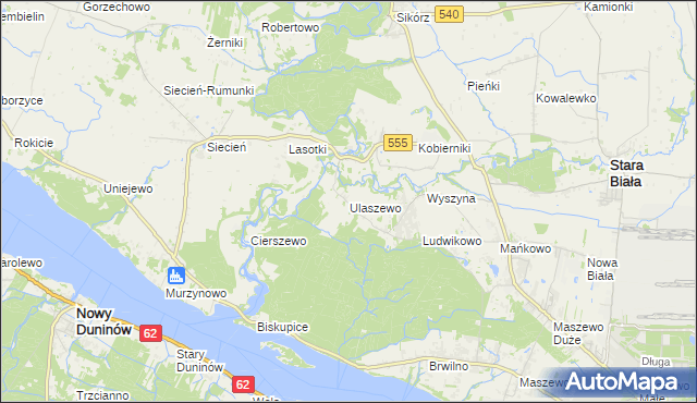 mapa Ulaszewo, Ulaszewo na mapie Targeo