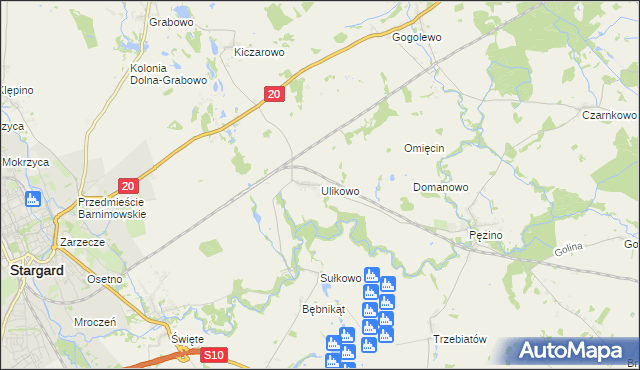 mapa Ulikowo, Ulikowo na mapie Targeo