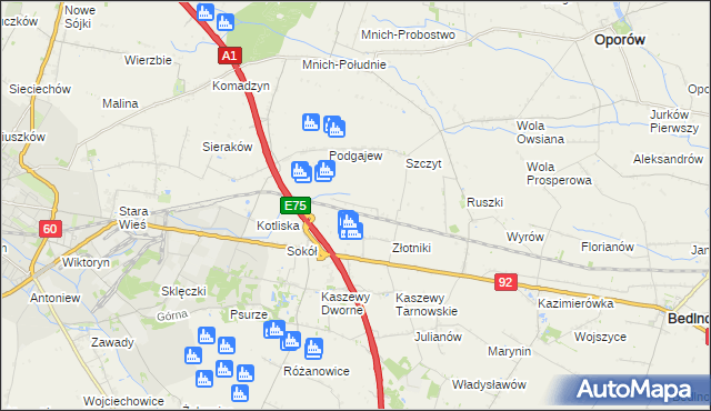 mapa Uroczysko Leśne, Uroczysko Leśne na mapie Targeo