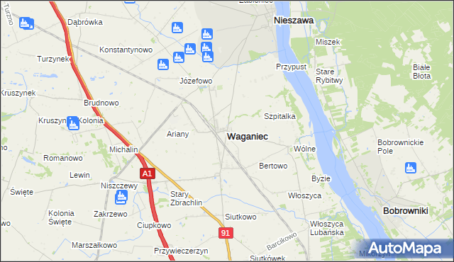 mapa Waganiec, Waganiec na mapie Targeo