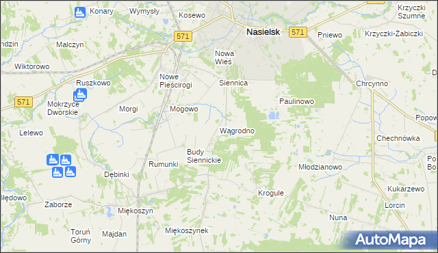 mapa Wągrodno gmina Nasielsk, Wągrodno gmina Nasielsk na mapie Targeo