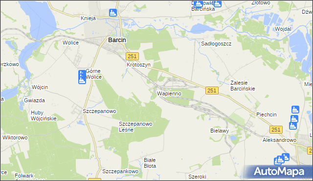 mapa Wapienno, Wapienno na mapie Targeo