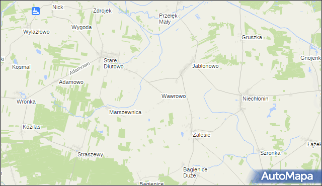 mapa Wawrowo, Wawrowo na mapie Targeo
