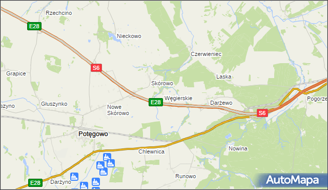 mapa Węgierskie gmina Potęgowo, Węgierskie gmina Potęgowo na mapie Targeo