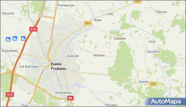 mapa Widowo, Widowo na mapie Targeo