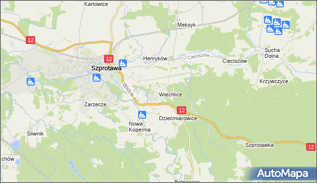 mapa Wiechlice, Wiechlice na mapie Targeo