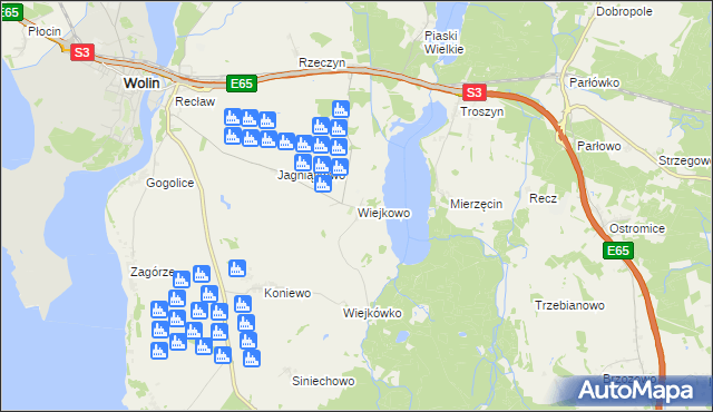 mapa Wiejkowo, Wiejkowo na mapie Targeo