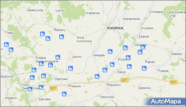 mapa Wielądki, Wielądki na mapie Targeo