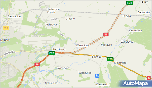 mapa Wielogłowy gmina Damnica, Wielogłowy gmina Damnica na mapie Targeo