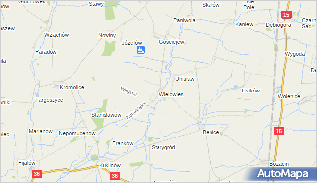 mapa Wielowieś gmina Krotoszyn, Wielowieś gmina Krotoszyn na mapie Targeo