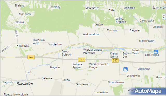 mapa Wierzchowiska Pierwsze gmina Sienno, Wierzchowiska Pierwsze gmina Sienno na mapie Targeo