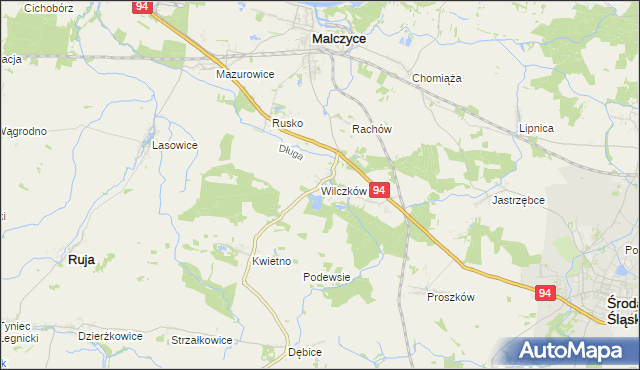 mapa Wilczków gmina Malczyce, Wilczków gmina Malczyce na mapie Targeo